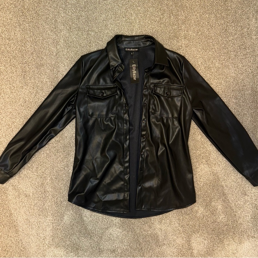 Women's Black Faux Leather Jacket